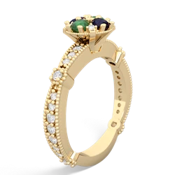 Emerald Sparkling Tiara Cluster 14K Yellow Gold ring R26293RD