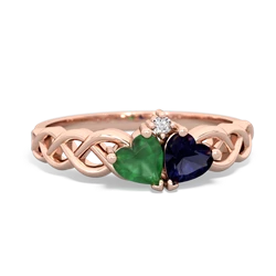 Emerald Heart To Heart Braid 14K Rose Gold ring R5870