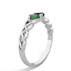 Emerald Heart To Heart Braid 14K White Gold ring R5870