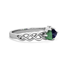 Emerald Heart To Heart Braid 14K White Gold ring R5870