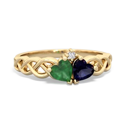 Emerald Heart To Heart Braid 14K Yellow Gold ring R5870