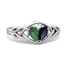 Emerald Celtic Love Knot 14K White Gold ring R5420