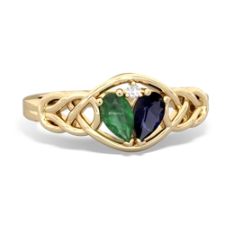 Emerald Celtic Love Knot 14K Yellow Gold ring R5420