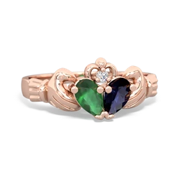 Emerald 'Our Heart' Claddagh 14K Rose Gold ring R2388