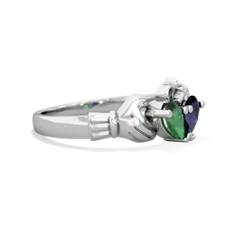 Emerald 'Our Heart' Claddagh 14K White Gold ring R2388