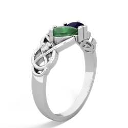 Emerald 'One Heart' Celtic Knot Claddagh 14K White Gold ring R5322