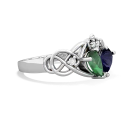 Emerald 'One Heart' Celtic Knot Claddagh 14K White Gold ring R5322