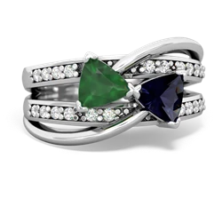 Emerald Bowtie 14K White Gold ring R2360