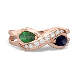 Emerald Diamond Infinity 14K Rose Gold ring R5390