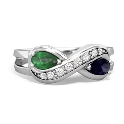 Emerald Diamond Infinity 14K White Gold ring R5390