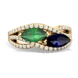 Emerald Diamond Rivers 14K Yellow Gold ring R3070