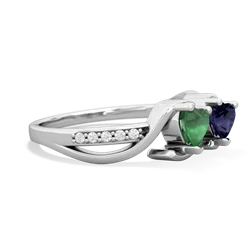 Emerald Side By Side 14K White Gold ring R3090