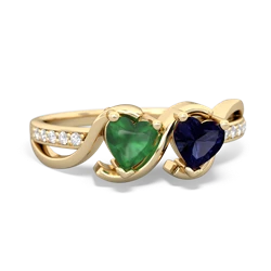 Emerald Side By Side 14K Yellow Gold ring R3090