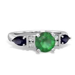 Emerald 6Mm Round Eternal Embrace Engagement 14K White Gold ring R2005