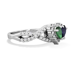 Emerald Diamond Twist 'One Heart' 14K White Gold ring R2640HRT