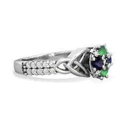 Emerald Celtic Knot Cluster Engagement 14K White Gold ring R26443RD