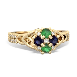 Emerald Celtic Knot Cluster Engagement 14K Yellow Gold ring R26443RD