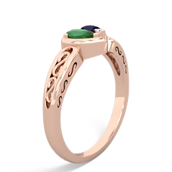 Emerald Filligree 'One Heart' 14K Rose Gold ring R5070