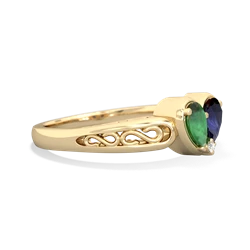 Emerald Filligree 'One Heart' 14K Yellow Gold ring R5070