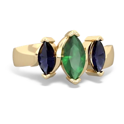 Emerald Three Peeks 14K Yellow Gold ring R2433