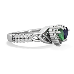 Emerald Celtic Knot Two Hearts As One 14K White Gold ring R2644HRT