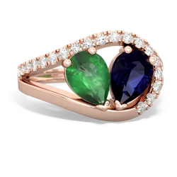 Emerald Nestled Heart Keepsake 14K Rose Gold ring R5650