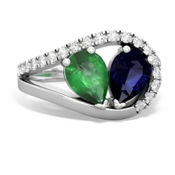 Emerald Nestled Heart Keepsake 14K White Gold ring R5650