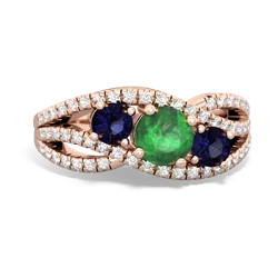 Emerald Three Stone Aurora 14K Rose Gold ring R3080