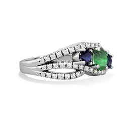 Emerald Three Stone Aurora 14K White Gold ring R3080