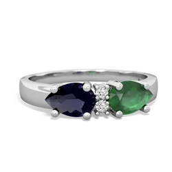 Emerald Pear Bowtie 14K White Gold ring R0865
