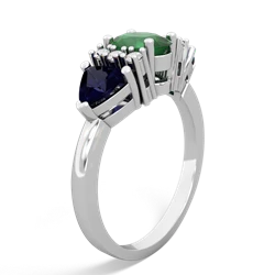 Emerald Antique Style Three Stone 14K White Gold ring R2186