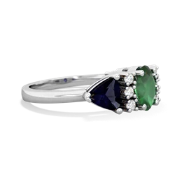 Emerald Antique Style Three Stone 14K White Gold ring R2186