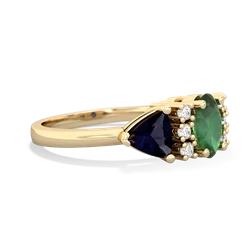 Emerald Antique Style Three Stone 14K Yellow Gold ring R2186