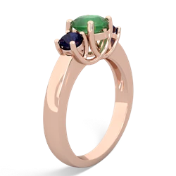 Emerald Three Stone Round Trellis 14K Rose Gold ring R4018