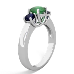 Emerald Three Stone Round Trellis 14K White Gold ring R4018