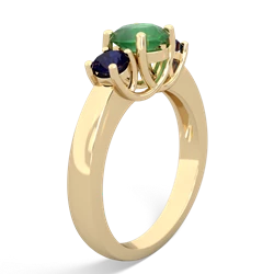 Emerald Three Stone Round Trellis 14K Yellow Gold ring R4018