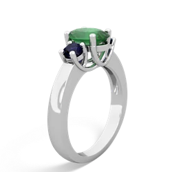 Emerald Three Stone Oval Trellis 14K White Gold ring R4024