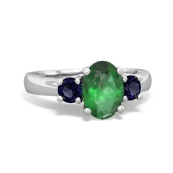 Emerald Three Stone Oval Trellis 14K White Gold ring R4024