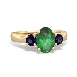 Emerald Three Stone Oval Trellis 14K Yellow Gold ring R4024