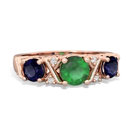 Emerald Hugs And Kisses 14K Rose Gold ring R5016