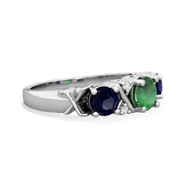 Emerald Hugs And Kisses 14K White Gold ring R5016