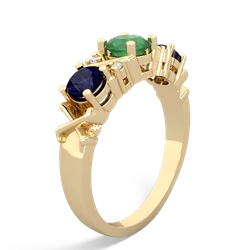 Emerald Hugs And Kisses 14K Yellow Gold ring R5016