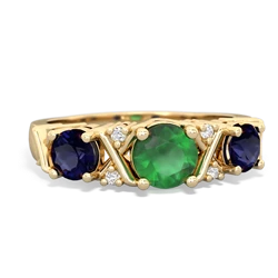 Emerald Hugs And Kisses 14K Yellow Gold ring R5016