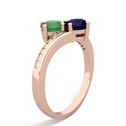 Emerald Channel Set Two Stone 14K Rose Gold ring R5303