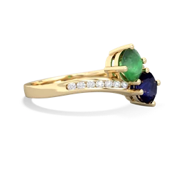 Emerald Channel Set Two Stone 14K Yellow Gold ring R5303