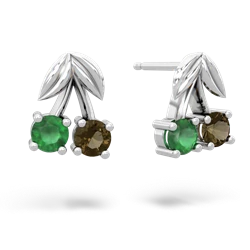 Emerald Sweet Cherries 14K White Gold earrings E7001