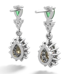 Emerald Halo Pear Dangle 14K White Gold earrings E1882