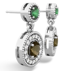 Emerald Halo Dangle 14K White Gold earrings E5319