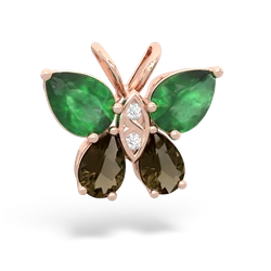 Emerald Butterfly 14K Rose Gold pendant P2215