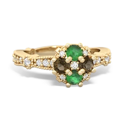 Emerald Sparkling Tiara Cluster 14K Yellow Gold ring R26293RD